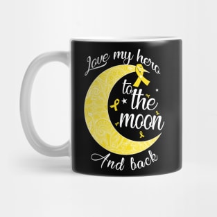 love childhood cancer hero to the moon Mug